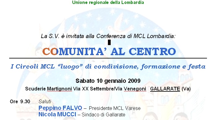 Conferenza di MCL Lombardia